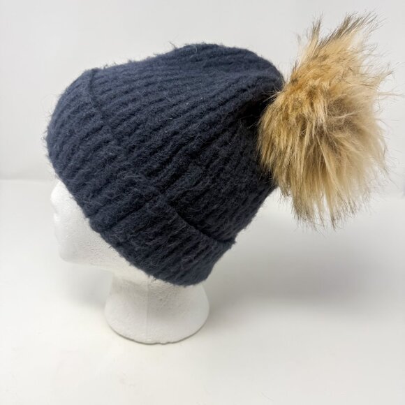 Columbia Winter Blur Pom Pom Beanie Hat Blue One Size Fits All Fleece Lined Cozy - Picture 5 of 9